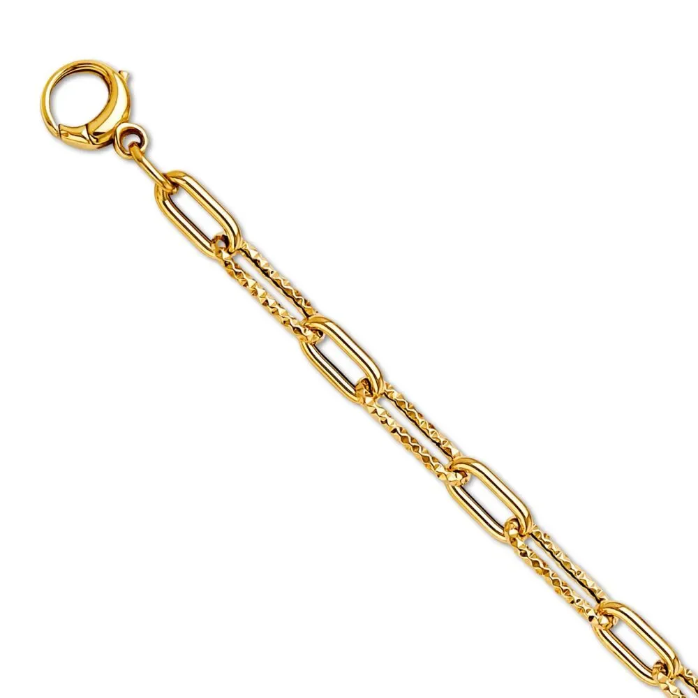 14K Gold Paperclip 1+1 Bracelet | Yellow Gold Link Chain By Tehrani Jewelry